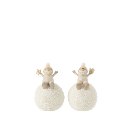 Set de 2 Pères Noël en résine gris 9x9x14 cm