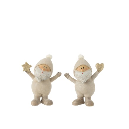 Set de 2 Pères Noël en résine gris 12x7x16 cm