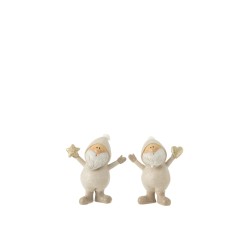 Set de 2 Pères Noël en résine gris 10x4x11.5 cm