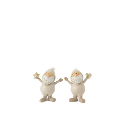 Set de 2 Pères Noël en résine gris 10x4x11.5 cm