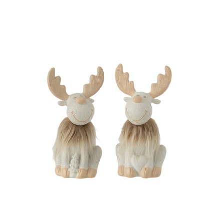 Set de 2 rennes en résine multicouleur 10.5x9x19 cm