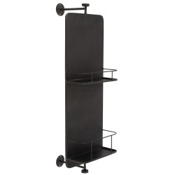 MIROIR MURAL + ETAGERE RECTANGULAIRE VERRE/METAL NOIR