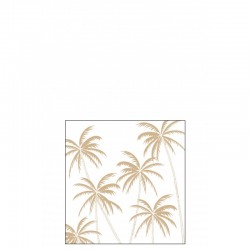 Lot de 20 serviettes avec palmiers en papier blanc et naturel 12x12cm