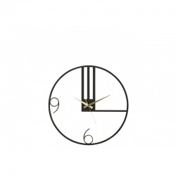 Horloge ronde à lignes en métal noir 49x49cm