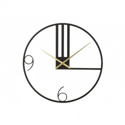 Horloge ronde à lignes en métal noir 69x69cm
