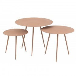 Set de 3 tables gigognes en métal rose 56x56x44.5 cm