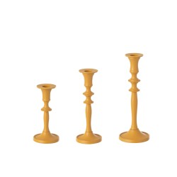 Lote de 3 candelabros altos de metal ocre de 15 a 23 cm