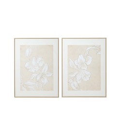 Lot de 2 tableaux avec feuilles en plastique beige 75x100cm