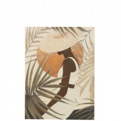 Tableau avec femme en toile beige 90x120cm