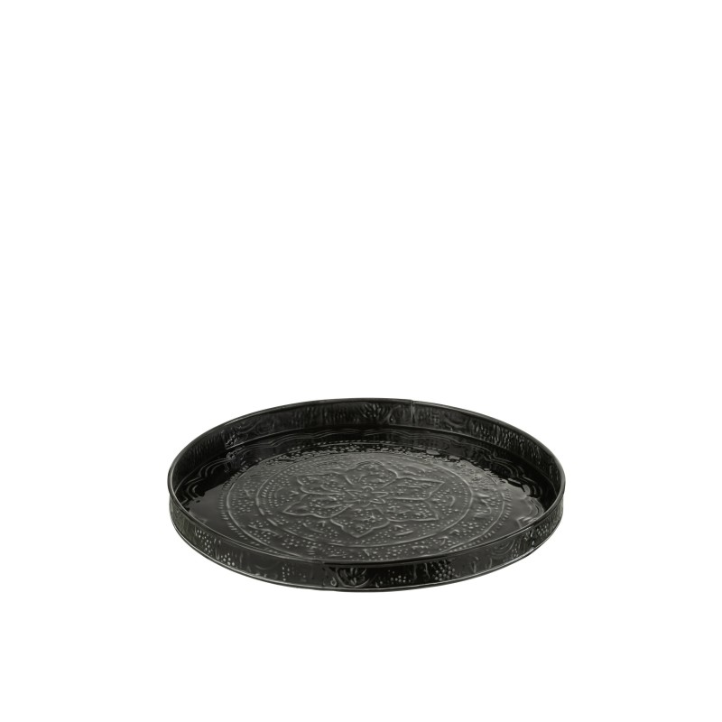 Plateau rond avec bords en métal noir D35cm Plateau rond avec bords en métal noir D35cm