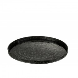 Plato redondo con bordes de metal negro de 50 cm de diámetro