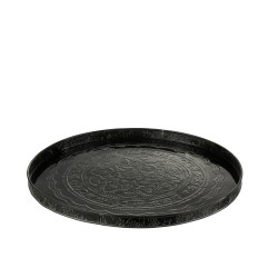 Plateau rond avec bords en métal noir D50cm