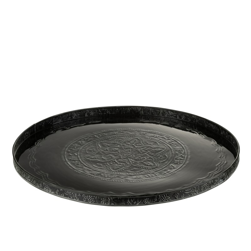 Plateau rond avec bords en métal noir D60cm Plateau rond avec bords en métal noir D60cm