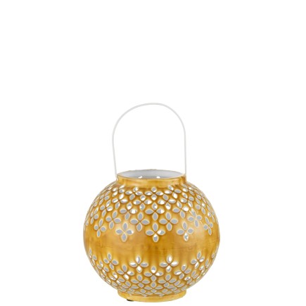 Lanterna a sfera forata in ferro ocra 20x20x20cm