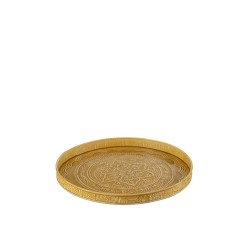 Plateau rond avec bords en métal ocre D35cm