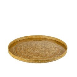 Plateau rond avec bords en métal ocre D50cm