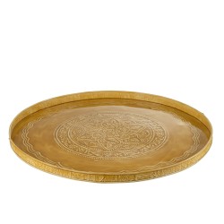 Plateau rond avec bords en métal ocre D60cm