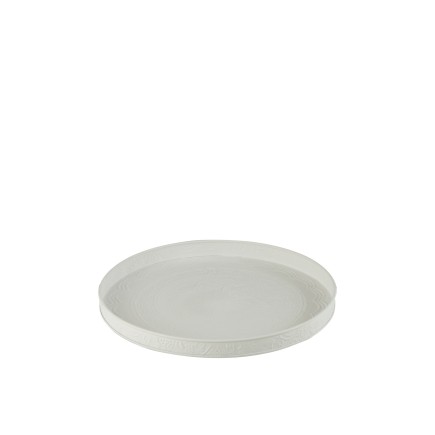 Plateau rond avec bords en métal blanc D35cm