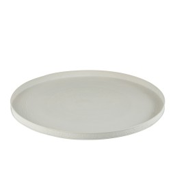 Plateau rond avec bords en métal blanc D60cm