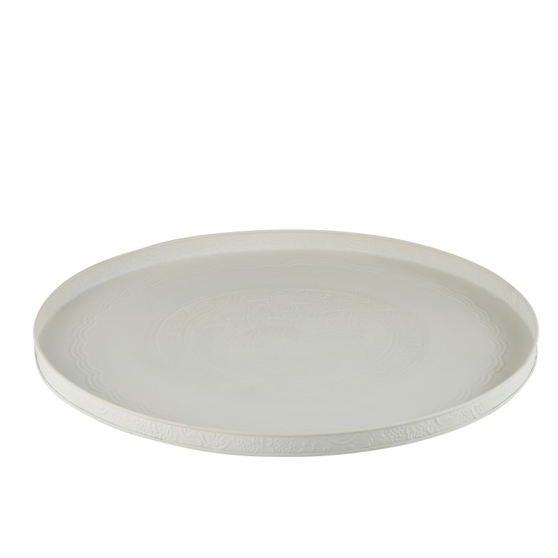 Plateau rond avec bords en métal blanc D60cm