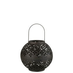 Lanterna a sfera forata in ferro nero 20x20x20cm
