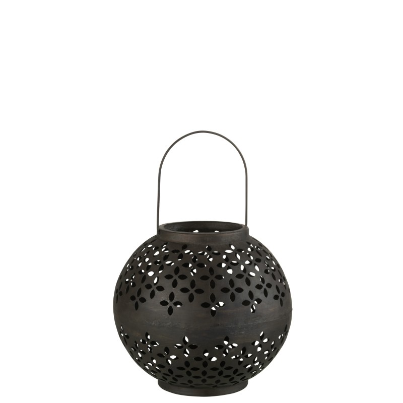 Lanterna a sfera forata in ferro nero 20x20x20cm Lanterna a sfera forata in ferro nero 20x20x20cm