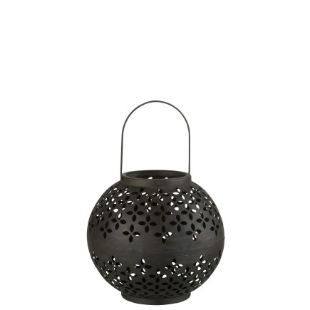 Lanterna a sfera forata in ferro nero 20x20x20cm
