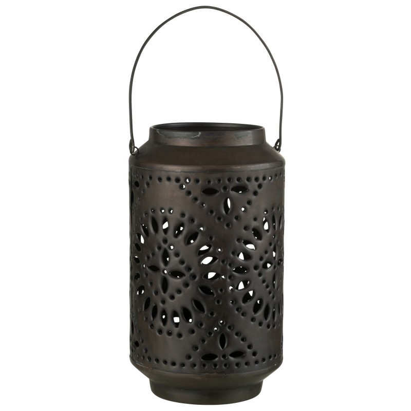 Lanterna alta in ferro nero perforato 17x17x30cm Lanterna alta in ferro nero perforato 17x17x30cm