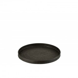 Plato redondo con bordes de metal negro de 35 cm de diámetro