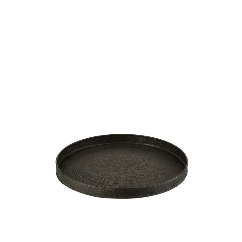 Plateau rond avec bords en métal noir D35cm Plateau rond avec bords en métal noir D35cm