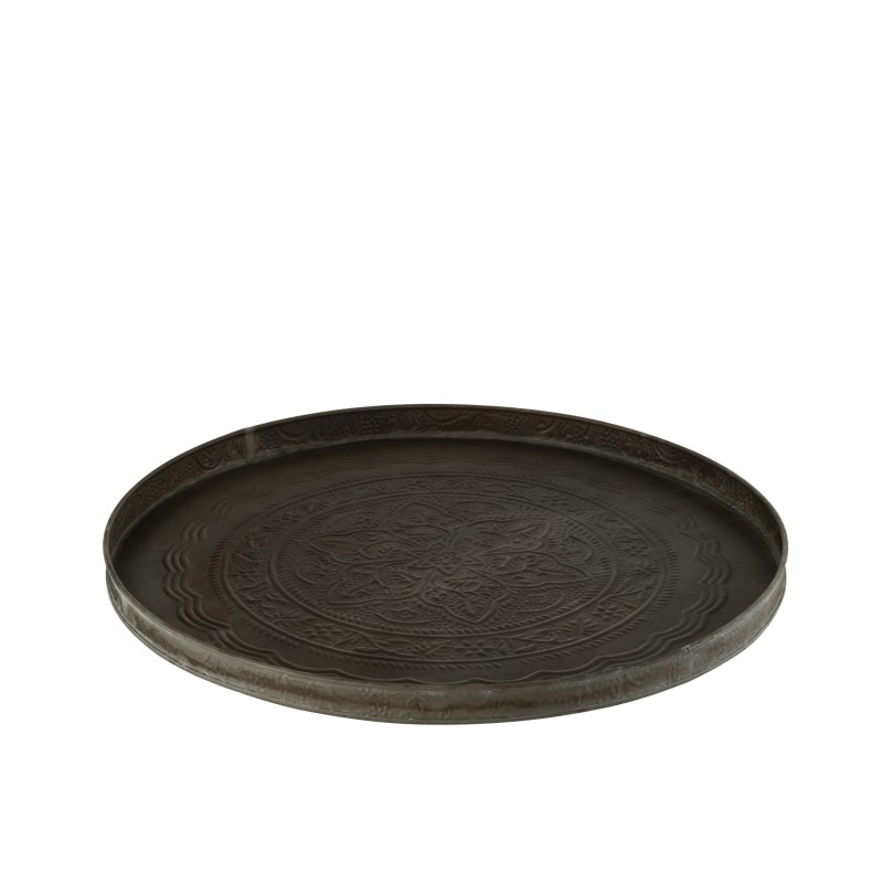 Plateau rond avec bords en métal noir D50cm Plateau rond avec bords en métal noir D50cm