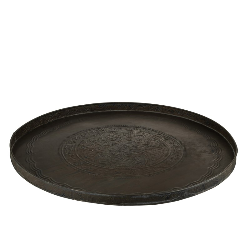 Plato redondo con bordes de metal negro de 60 cm de diámetro Plato redondo con bordes de metal negro de 60 cm de diámetro