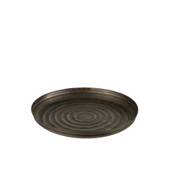 Plateau rond avec bords en métal bronze D40cm