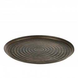 Plato redondo con bordes de metal bronce de 60 cm de diámetro