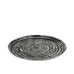 Plateau rond avec bords en métal noir et blanc D51cm