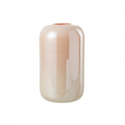 Vase ou photophore en verre orange rose 16x16x29cm