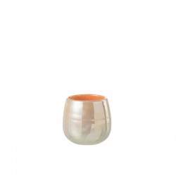 Vase ou photophore en verre orange rose 11x11x10cm