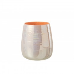 Vase ou photophore en verre orange rose 17x17x19cm