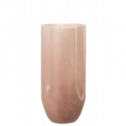 Vase en verre rose 14x14x29cm