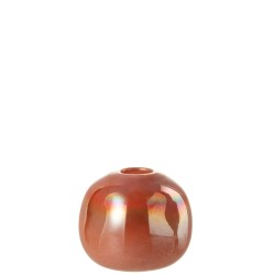 Vase boule en verre rouge 14x14x13cm