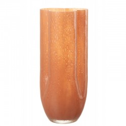 Vase en verre corail 15x15x34cm