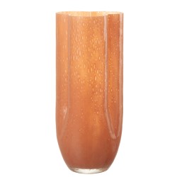 Vase en verre corail 15x15x34cm