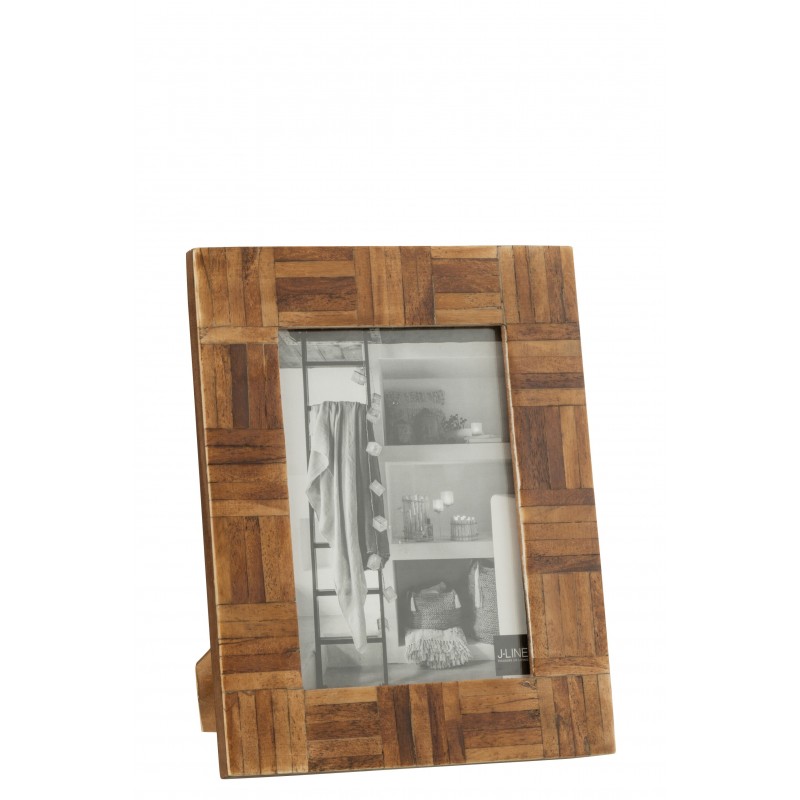 Marco para foto rectangular con marco de madera marrón de 24x9x18cm