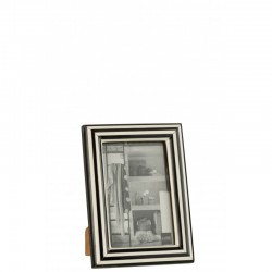 Cadre rectangle pour photo en résine blanche et noire 14x20cm