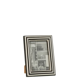 CADRE PHOTO RECTANGLE LIGNES RESINE NOIR/BLANC SMALL