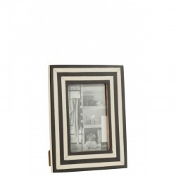 Cadre rectangle pour photo en résine blanche et noire 17x22cm