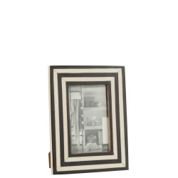 CADRE PHOTO RECTANGLE PLAT LIGNES RESINE NOIR/BLANC SMALL