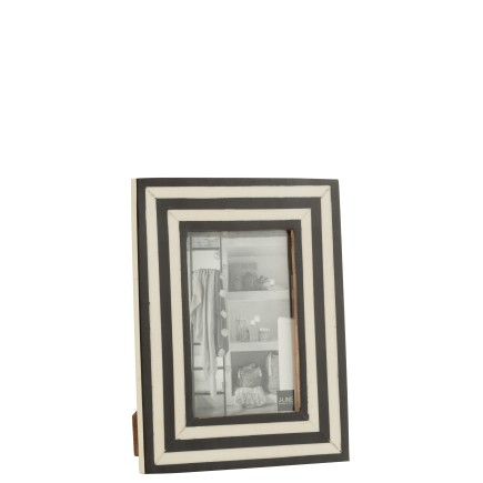Marco rectangular para foto en resina blanca y negra de 17x22cm.