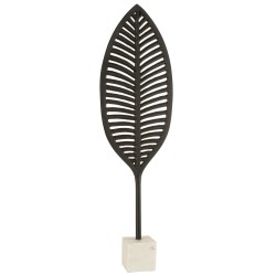 Feuille fine décorative sur socle en aluminium noir H71cm