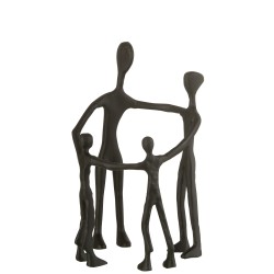 Statue d'une famille en cercle en aluminium noir  22x31cm